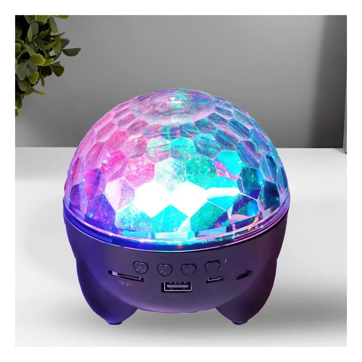 PACK2 PARLANTE LED CON LAMPARA Y PROYECTOR DE ESTRELLAS NEGRO CON PATITAS Y+REGALO STICKER - 3