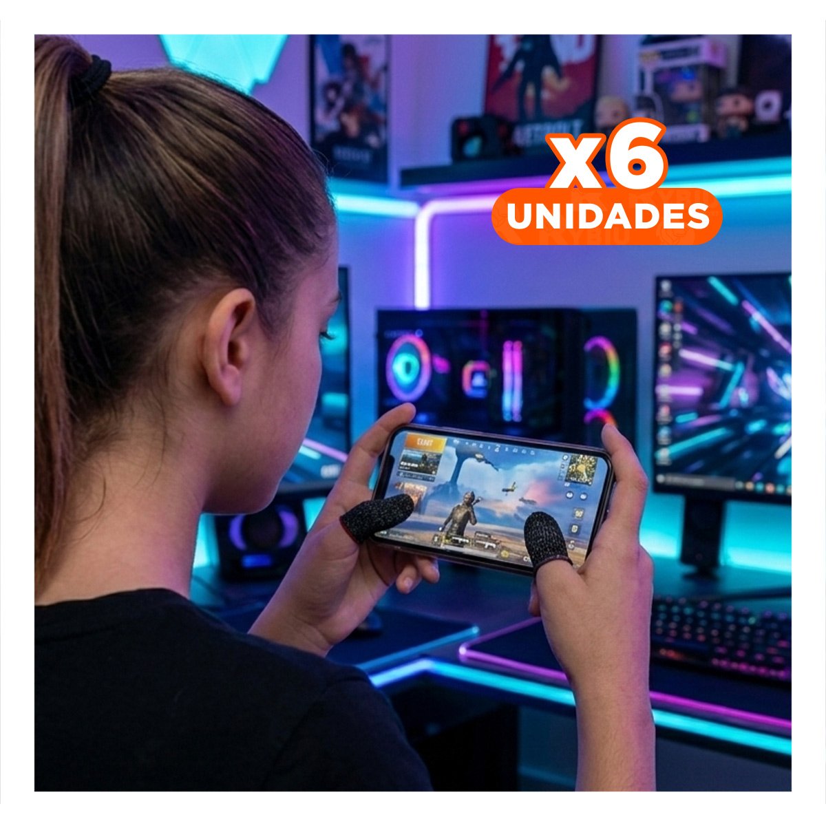 PACK6 CONTROL GAMER PROFESIONAL CON ALTA PRECISIÓN Y LUCES LED INTEGRADAS Y+REGALO STICKER - 1