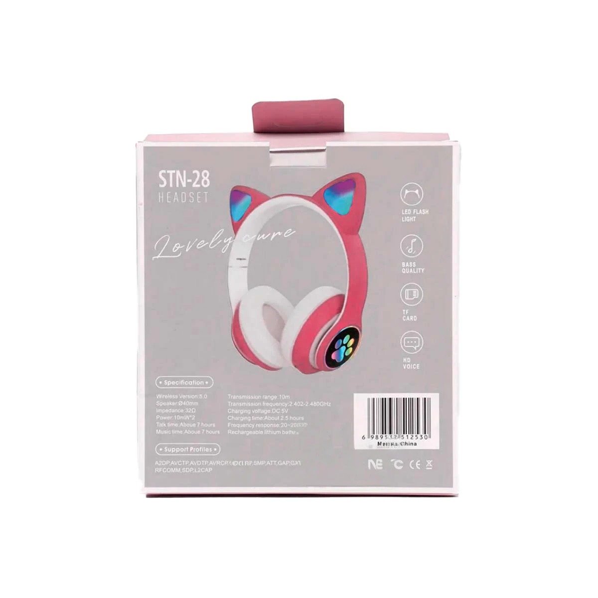 CASCOS WIRELESS TIPO GATO CON LUCES CON HUELLITAS PARA MUSICA Y AUDIO FUCSIA Y+LIGAS REGALO - 3