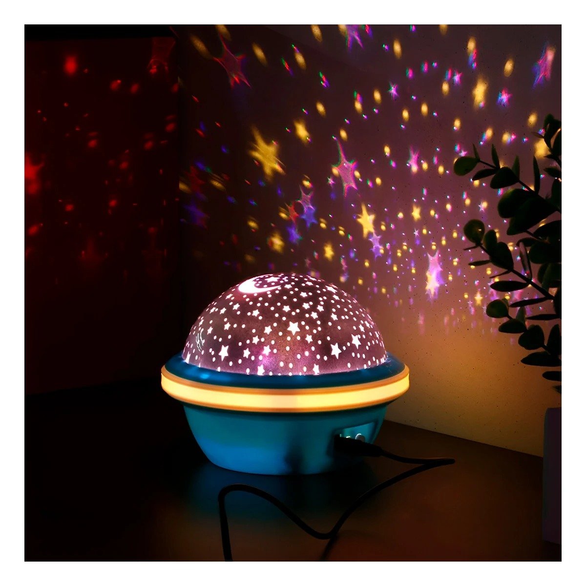PACK4 PROYECTOR DECORATIVO GIRATORIO DE GALAXIA COLOR CELESTE PARA HOGAR - 5