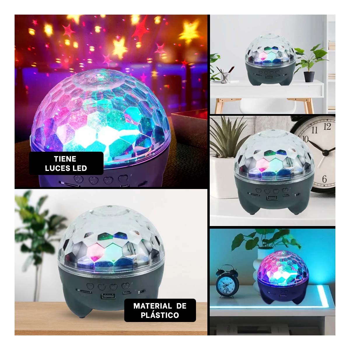 PACK6 SONIDO LAMPARA LED CON PROYECTOR DE COLORES COLOR NEGRO Y+PAPEL REGALO - 3
