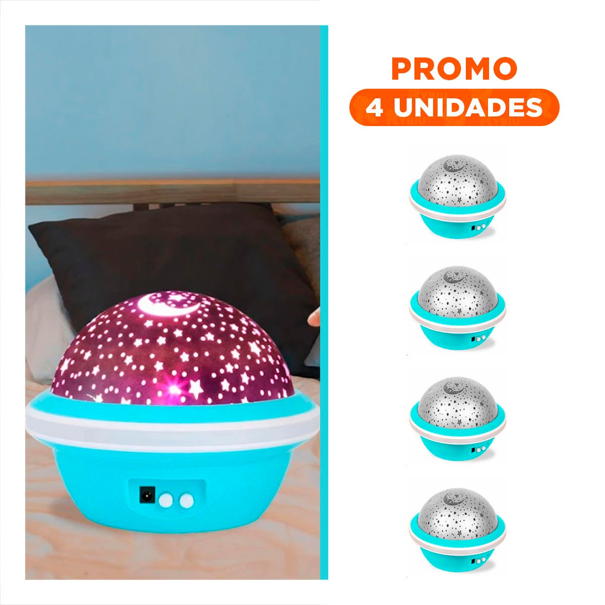 PACK4 LUZ PROYECTORA DE CIELO COLOR CELESTE PARA HABITACION Y+REGALO STICKER - 1