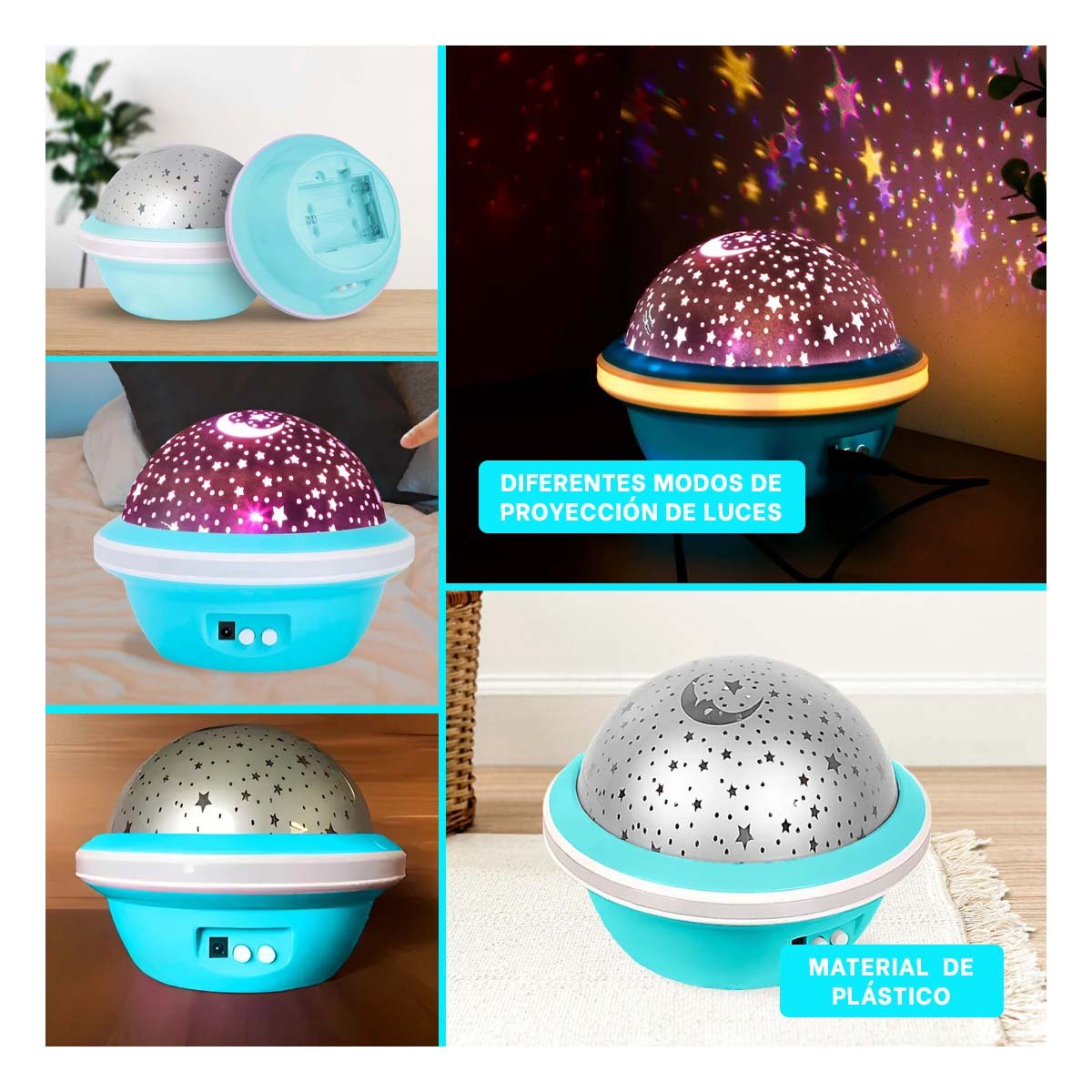 PACK4 LUZ PROYECTORA DE CIELO COLOR CELESTE PARA HABITACION Y+REGALO STICKER - 2