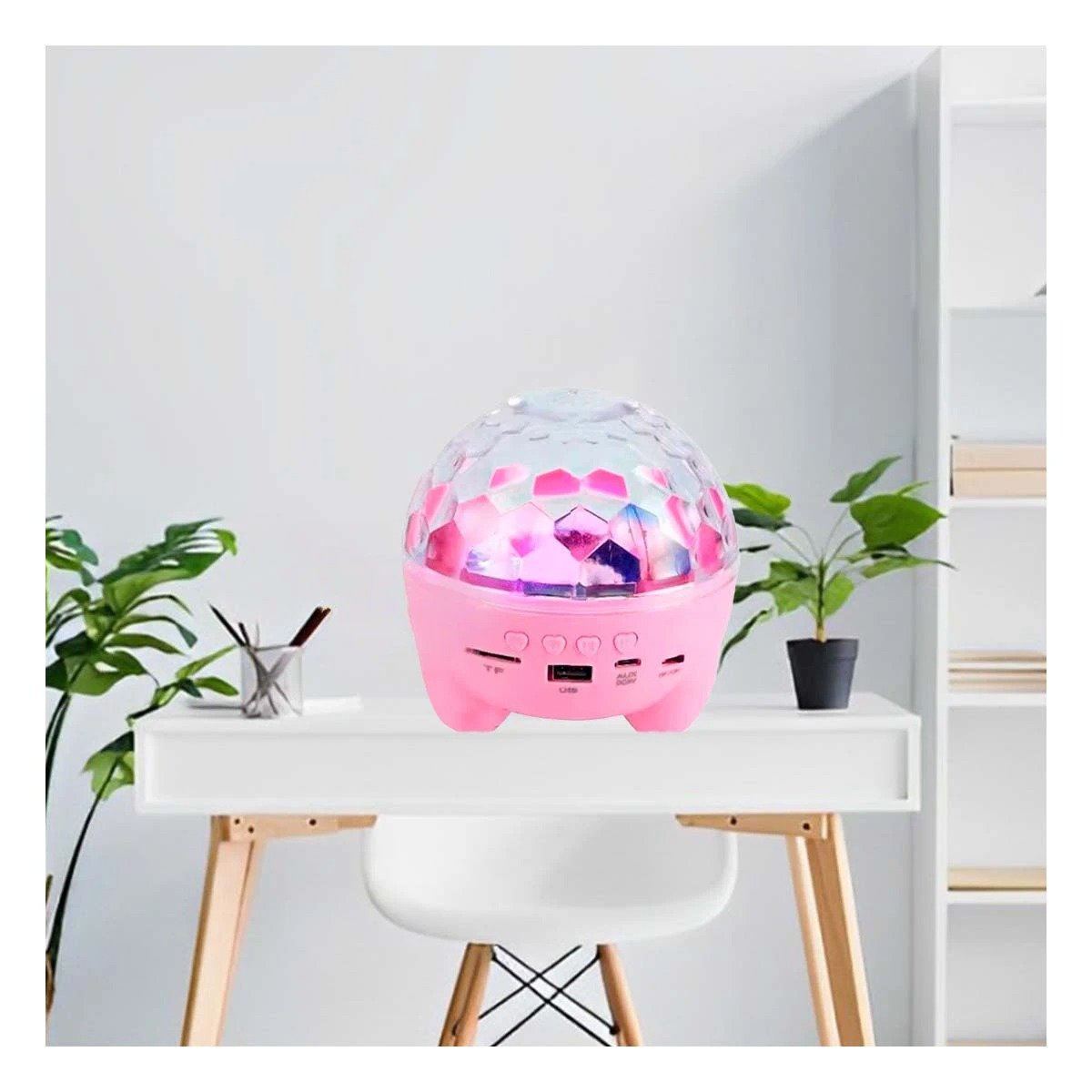 PACK6 ALTAVOZ MUSICA CON LAMPARA Y EFECTOS DE LUCES ROSADO DE DISCOTECA CON PATITAS - 2