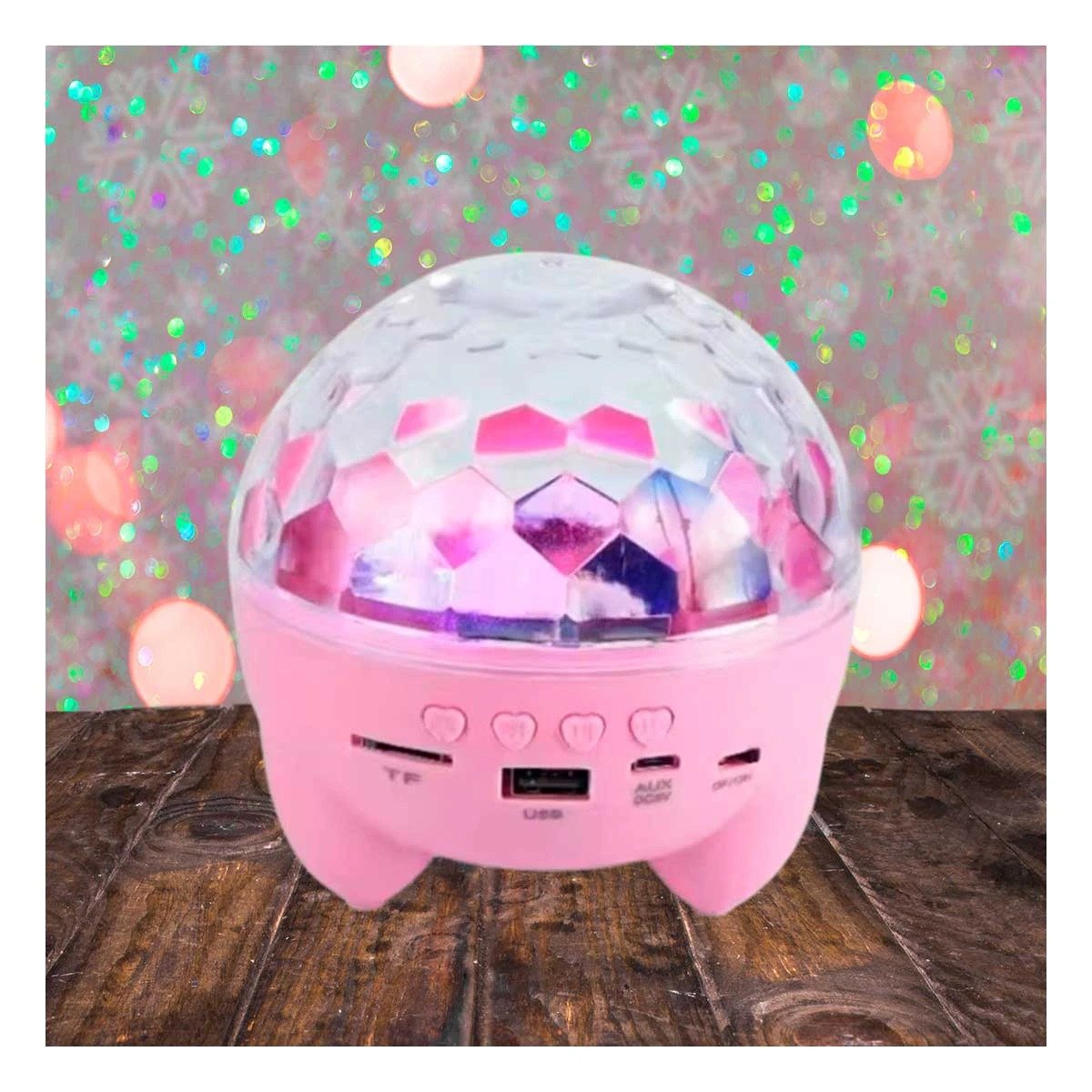 PACK6 ALTAVOZ MUSICA CON LAMPARA Y EFECTOS DE LUCES ROSADO DE DISCOTECA CON PATITAS - 3
