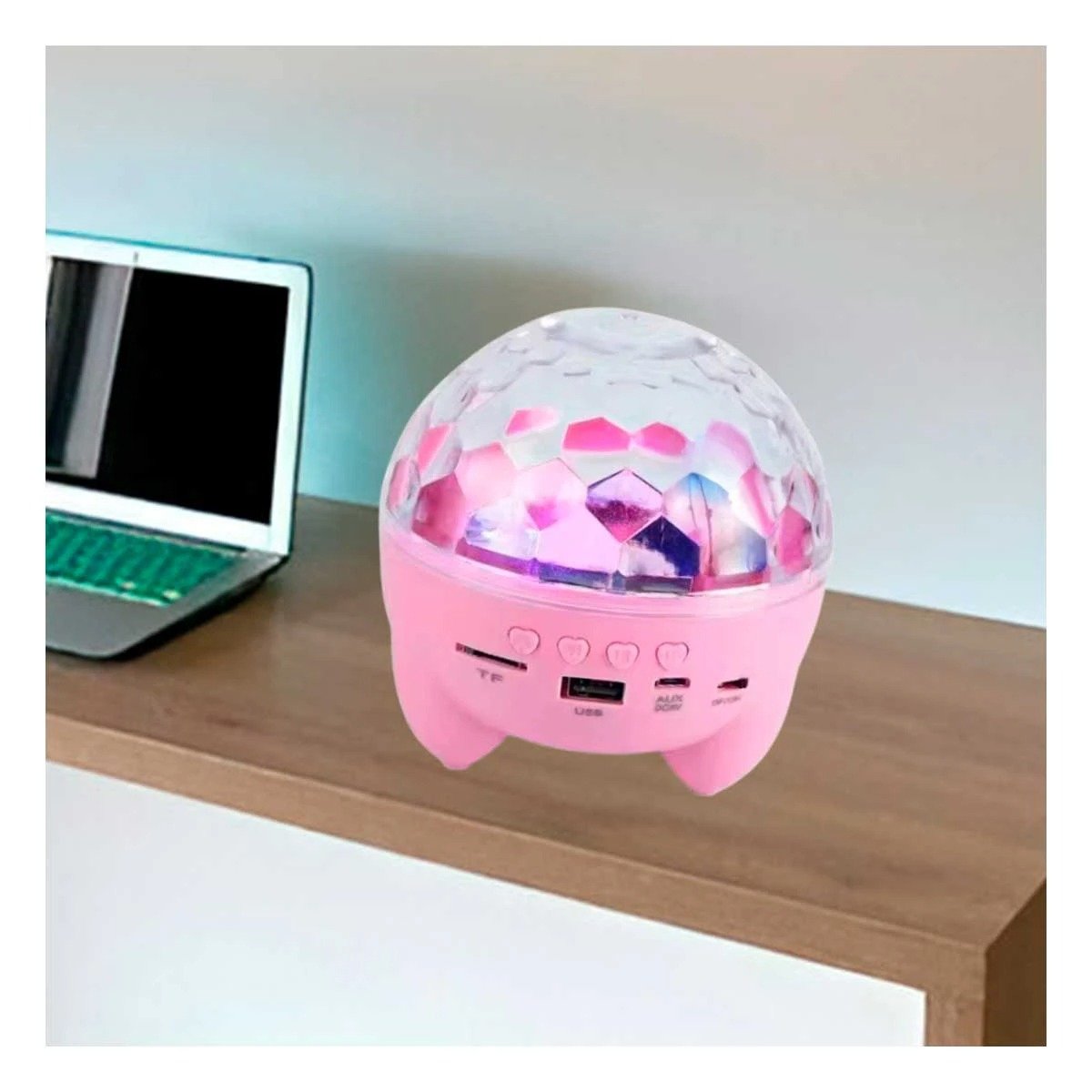 PACK6 ALTAVOZ MUSICA CON LAMPARA Y EFECTOS DE LUCES ROSADO DE DISCOTECA CON PATITAS - 5