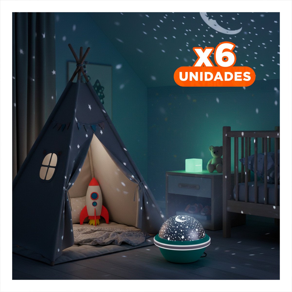 PACK6 LUZ DECORATIVA GIRATORIA DE CIELO VERDE AGUA Y+REGALO STICKER - 1