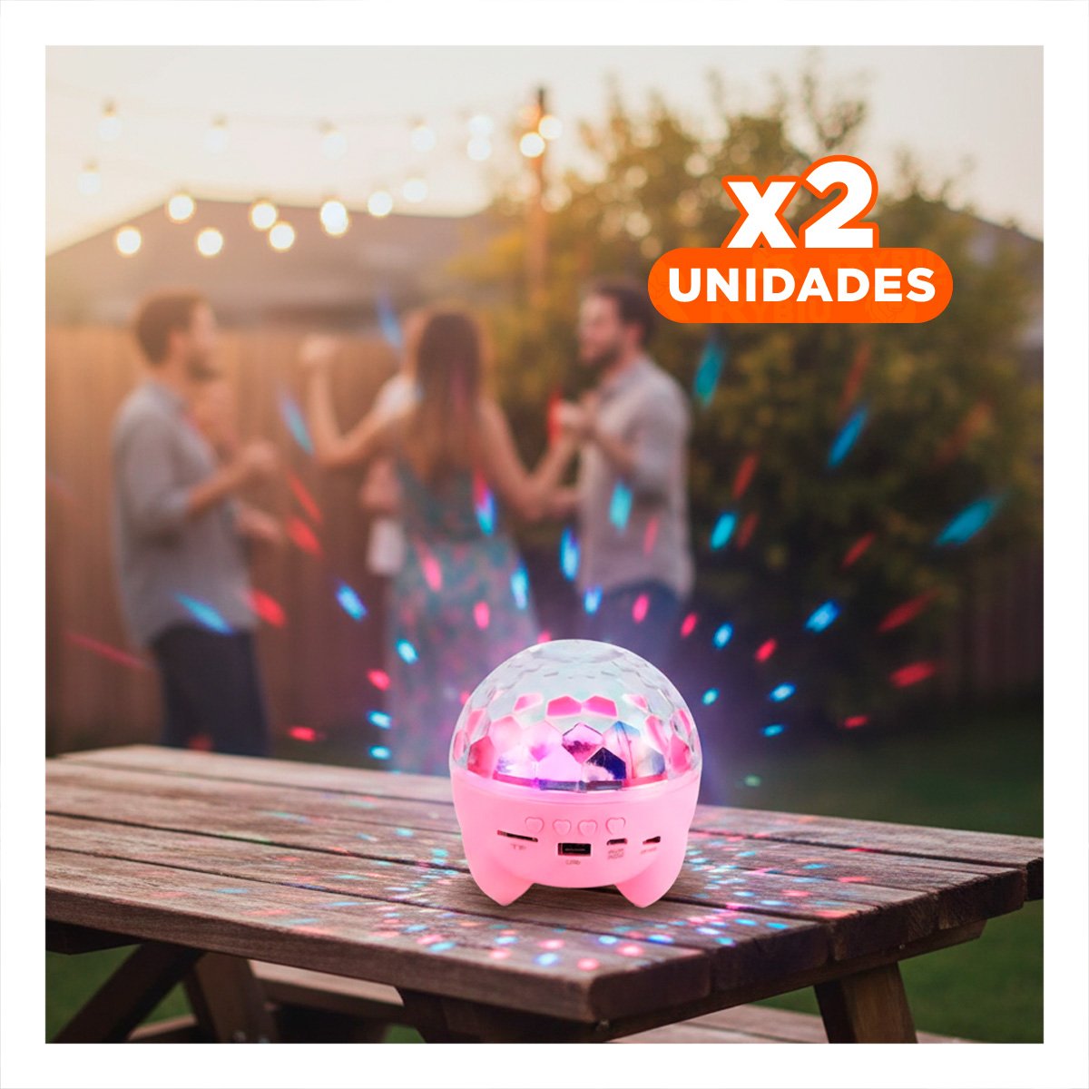 PACK2 PARLANTE LAMPARA BLUETOOTH CON PROYECTOR DE ESTRELLAS ROSADO CON PATITAS Y+REGALO STICKER - 1