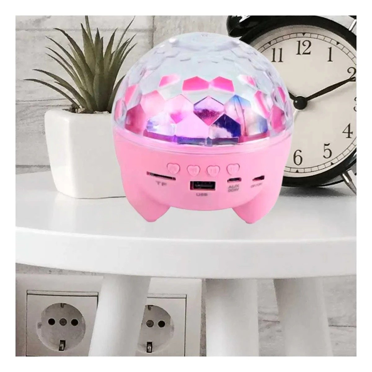 PACK2 PARLANTE LAMPARA BLUETOOTH CON PROYECTOR DE ESTRELLAS ROSADO CON PATITAS Y+REGALO STICKER - 3