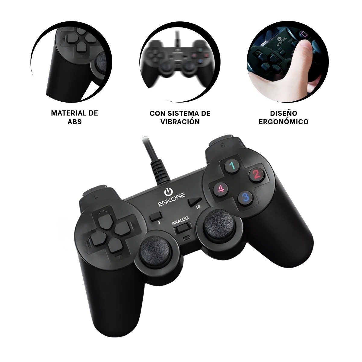 MANDO GAMER INALAMBRICO CON BOTONES SENSIBLES COLOR NEGRO Y DURABILIDAD - 3
