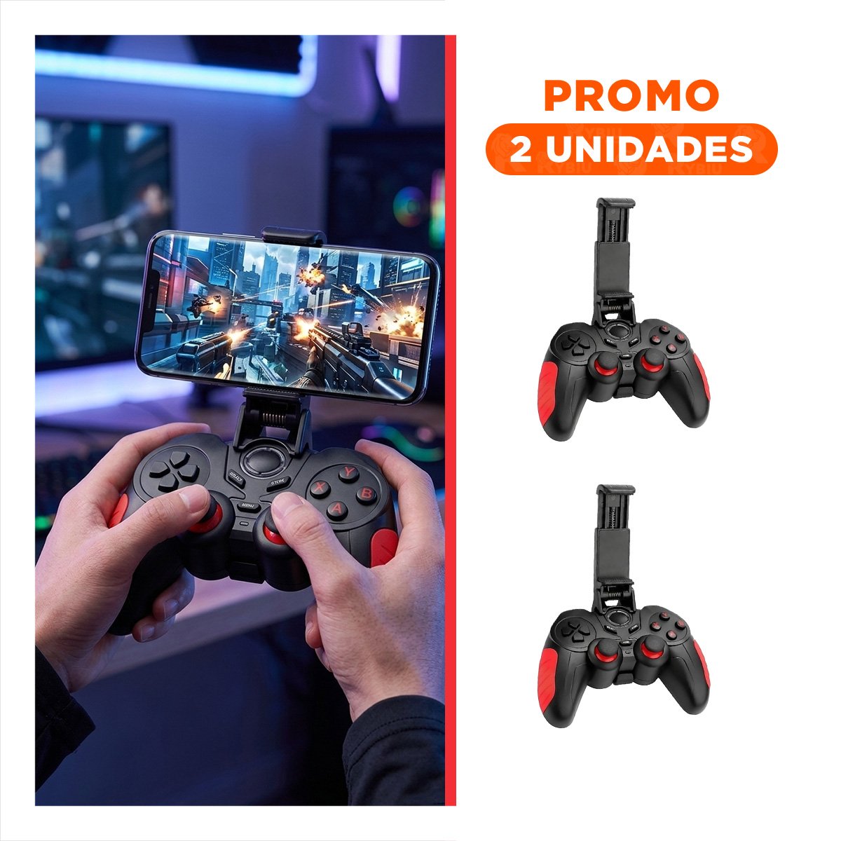 PACK2 JOYSTICK GAMER CON BOTONES PROGRAMABLES Y ALTA SENSIBILIDAD NEGRO ROJO - 1