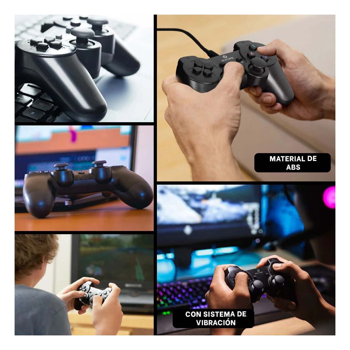 PACK2 CONTROL GAMER INALAMBRICO DE DISEÑO MODERNO Y COMODIDAD COLOR NEGRO Y+PAPEL REGALO - 3