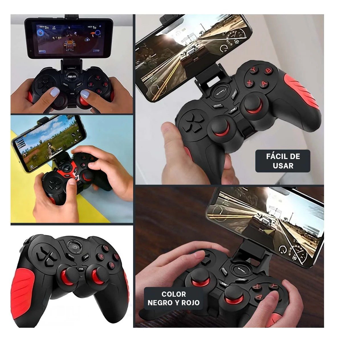PACK4 CONTROL GAMER CON VIBRACION Y BOTONES MULTIFUNCION COLOR NEGRO ROJO Y+REGALO STICKER - 2