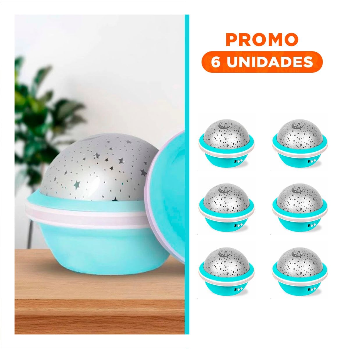 PACK6 PROYECTOR DE AMBIENTE GIRATORIO DE GALAXIA CELESTE LED - 1