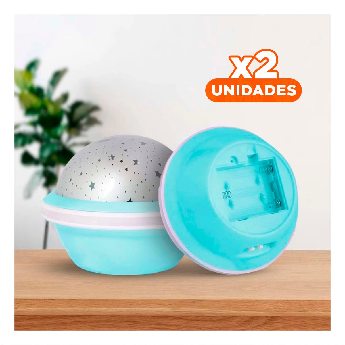 PACK2 ILUMINACION LED GIRATORIA GALAXIA CELESTE PARA CASA Y+REGALO STICKER - 1