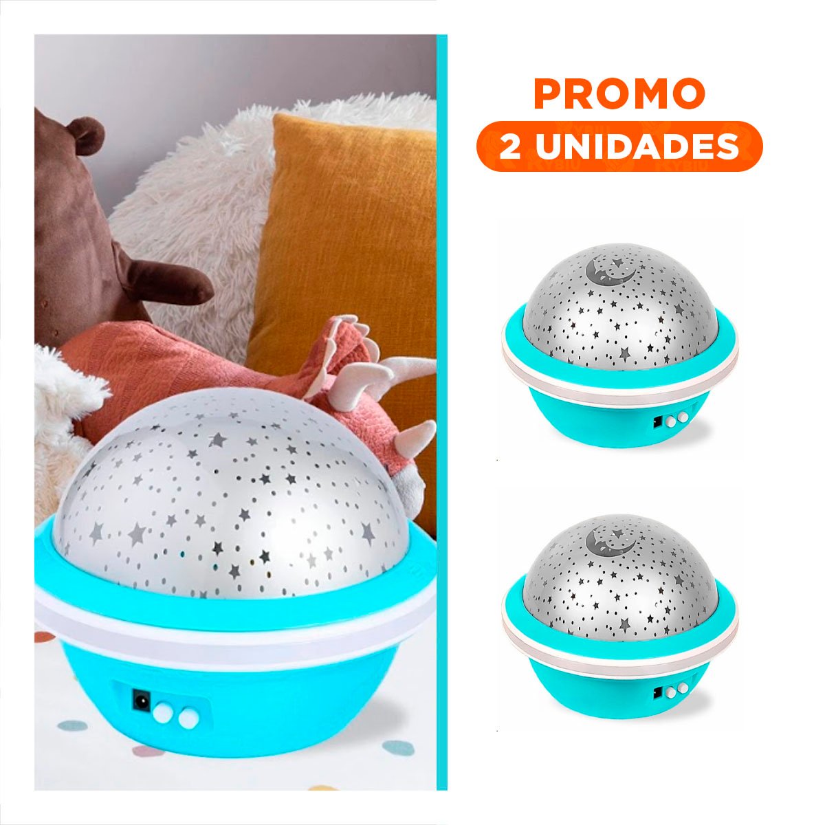 PACK2 FOCO PROYECTOR GIRATORIO DE GALAXIA CELESTE PARA DORMITORIO - 1