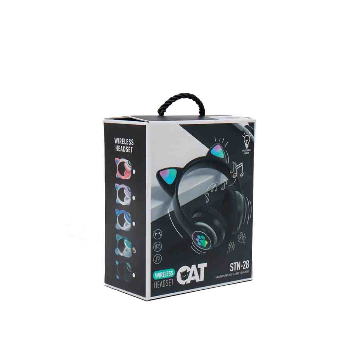 PACK6 HEADSET BLUETOOTH TIPO GATO CON LUCES CON HUELLITAS PARA LLAMADAS NEGRO Y+REGALO STICKER - 2