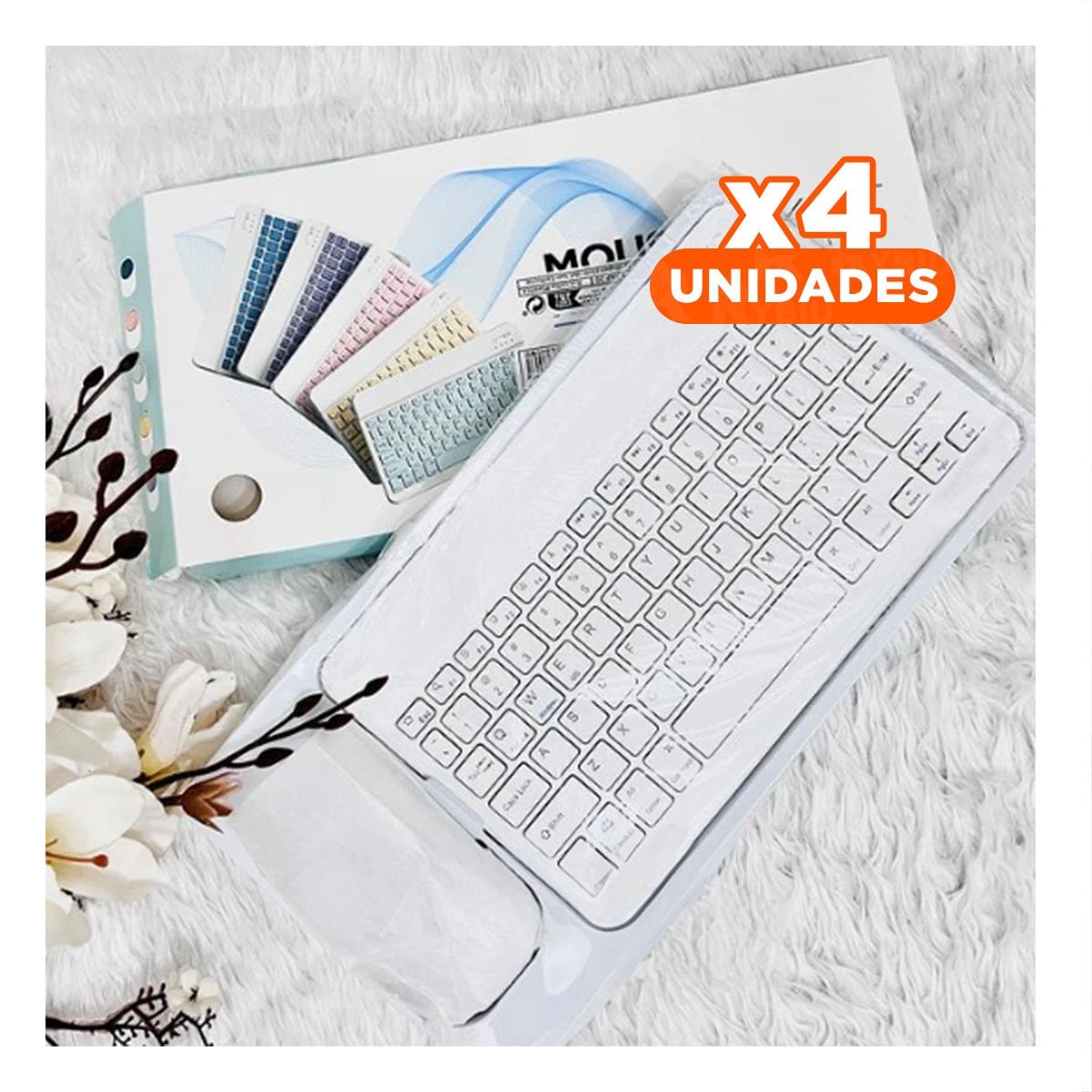 PACK4 DISPOSITIVO MOUSE Y TECLADO INALAMBRICO BLANCO PORTATIL PARA CASA OFICINA DIARIO - 1