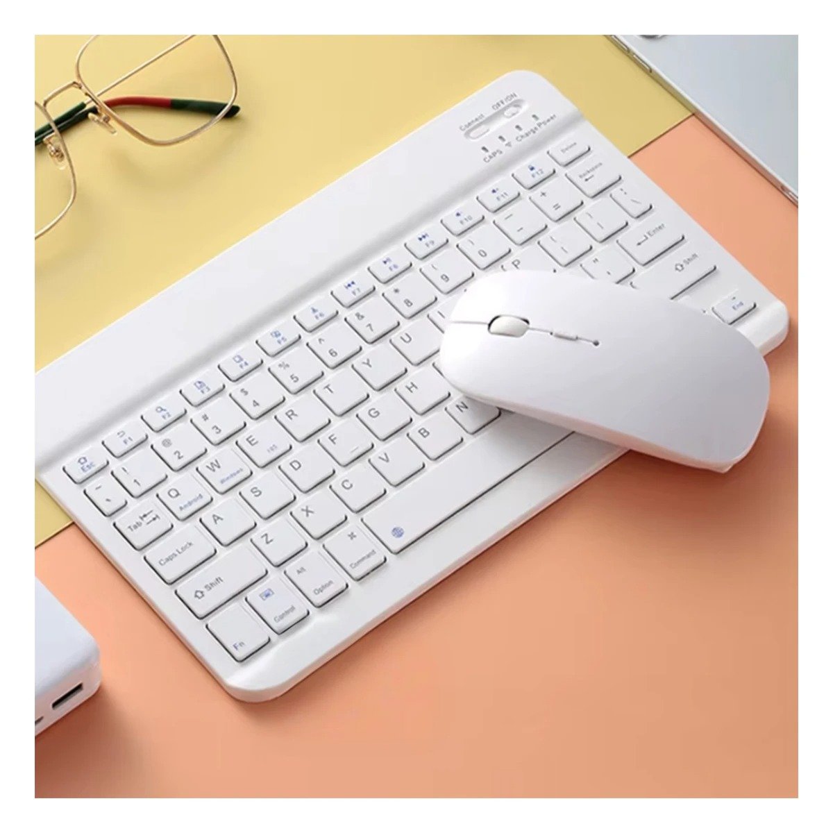 PACK4 DISPOSITIVO MOUSE Y TECLADO INALAMBRICO BLANCO PORTATIL PARA CASA OFICINA DIARIO - 2