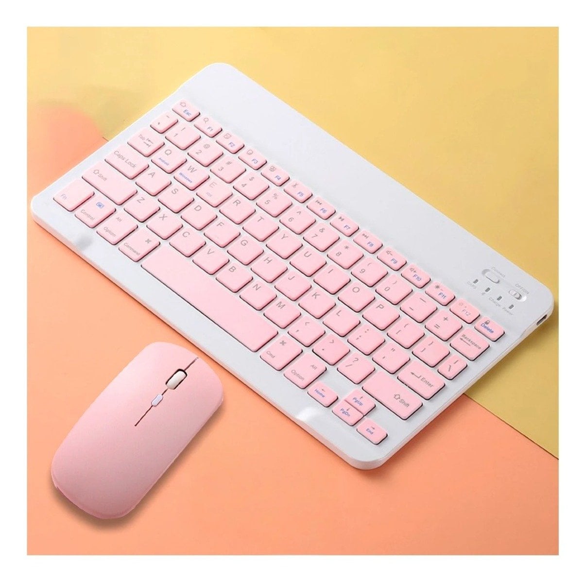 PACK4 DISPOSITIVO MOUSE Y TECLADO INALAMBRICO ROSADO USO CONSTANTE CASA Y+PAPEL REGALO - 2