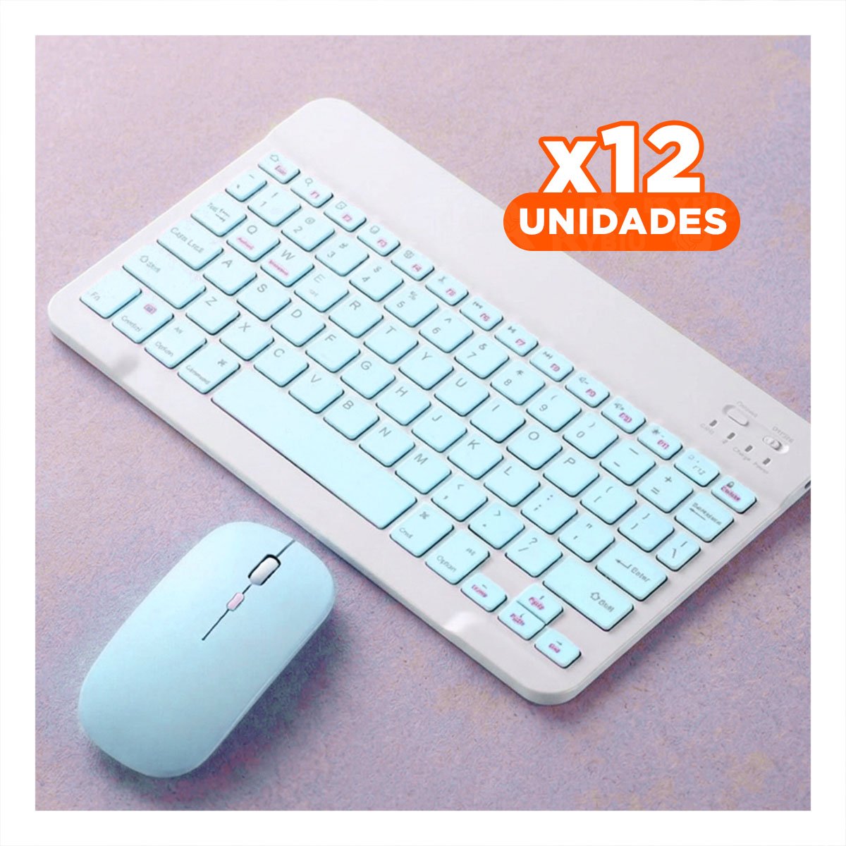 PACK12 DISPOSITIVO MOUSE CELESTE Y TECLADO INALAMBRICO COMPACTO POTENTE LIGERO Y EFICIENTE - 1