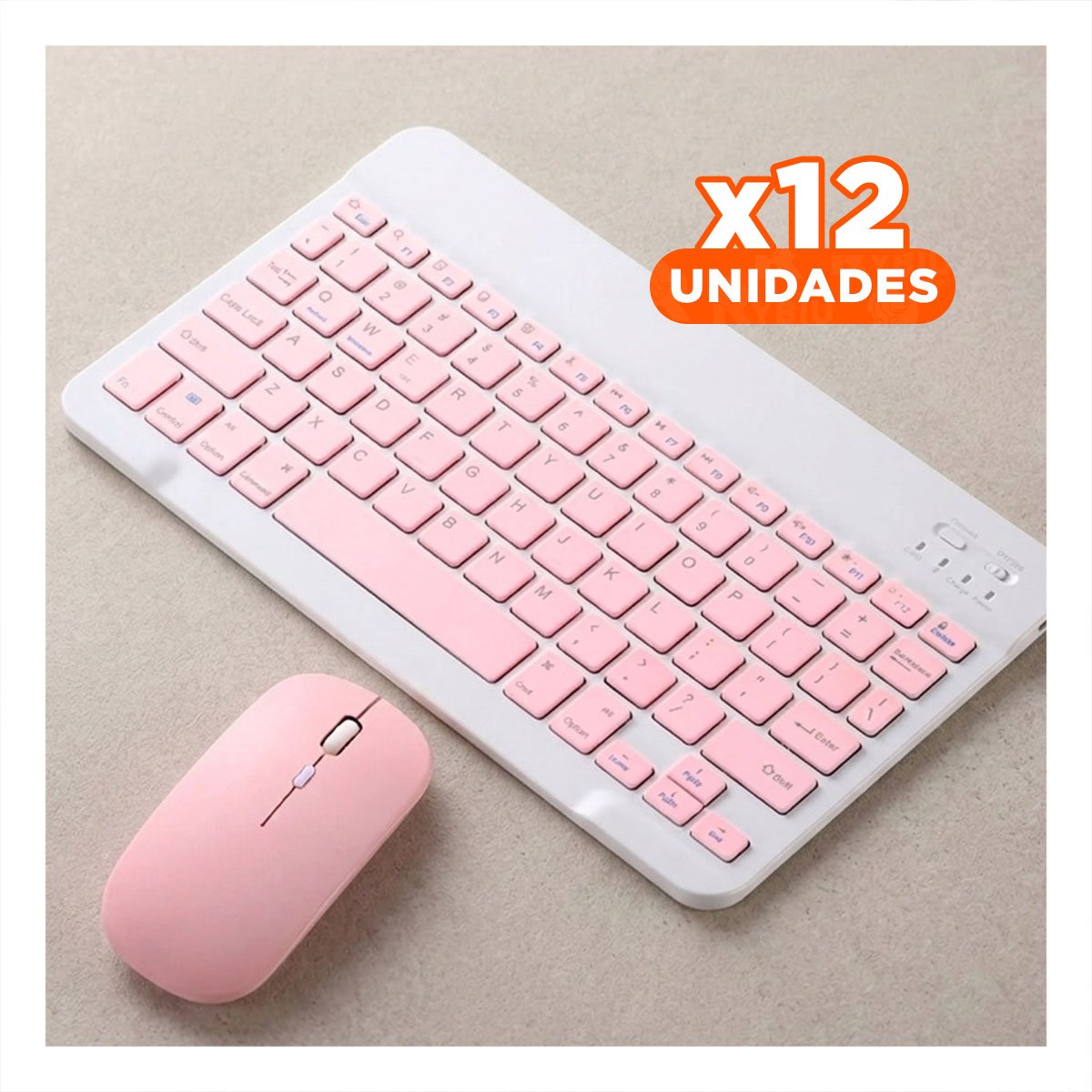 PACK12 ACCESORIO MOUSE Y TECLADO INALAMBRICO ROSADO PORTATIL SALA ENTRETENIMIENTO Y LECTURA - 1