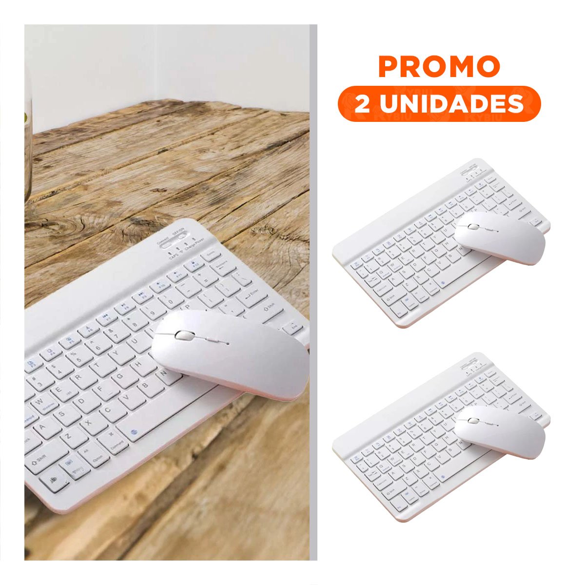 PACK2 EQUIPO TECLADO INALAMBRICO Y MOUSE BLANCO PORTATIL USO DIARIO OFICINA CASA - 1