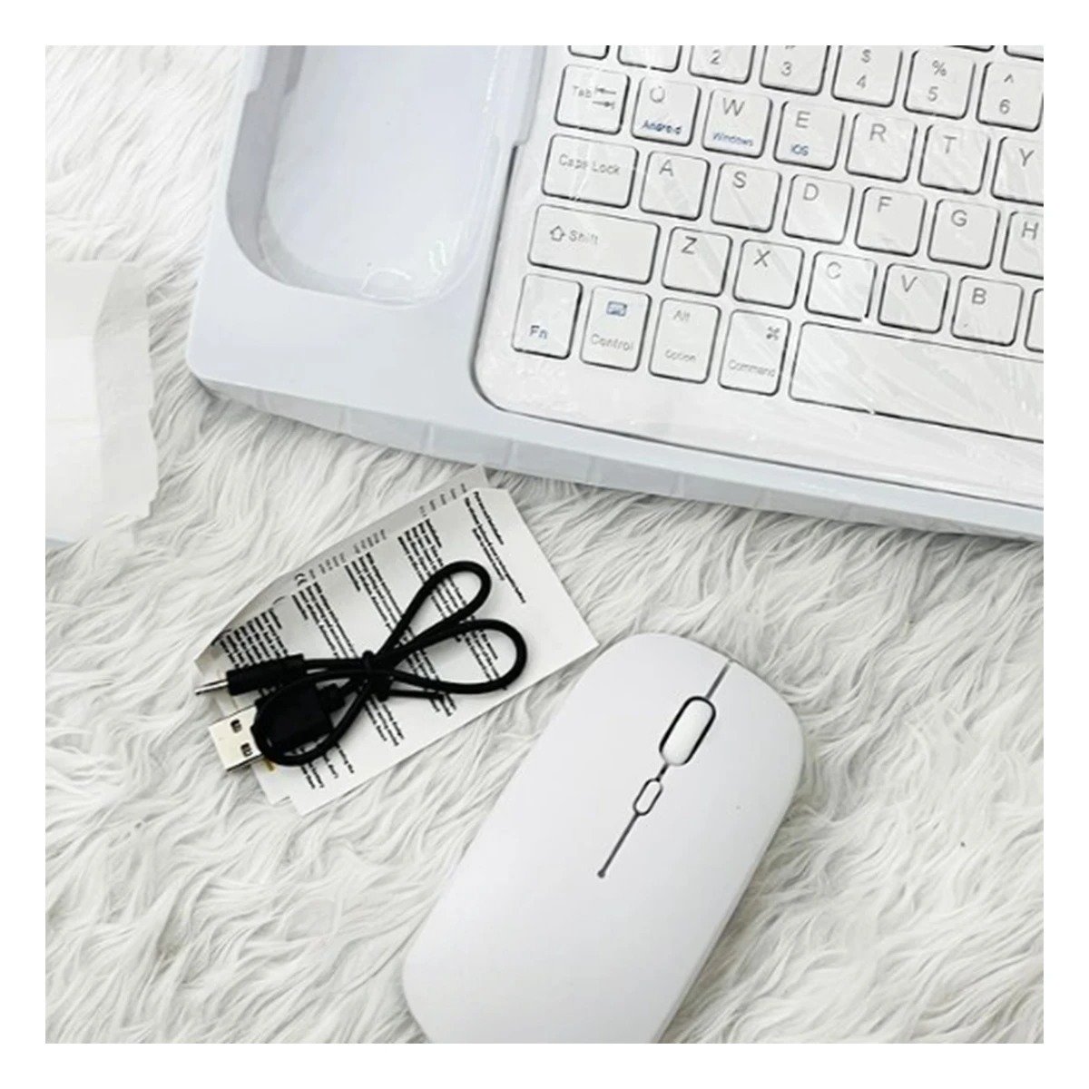 PACK2 EQUIPO TECLADO INALAMBRICO Y MOUSE BLANCO PORTATIL USO DIARIO OFICINA CASA - 3