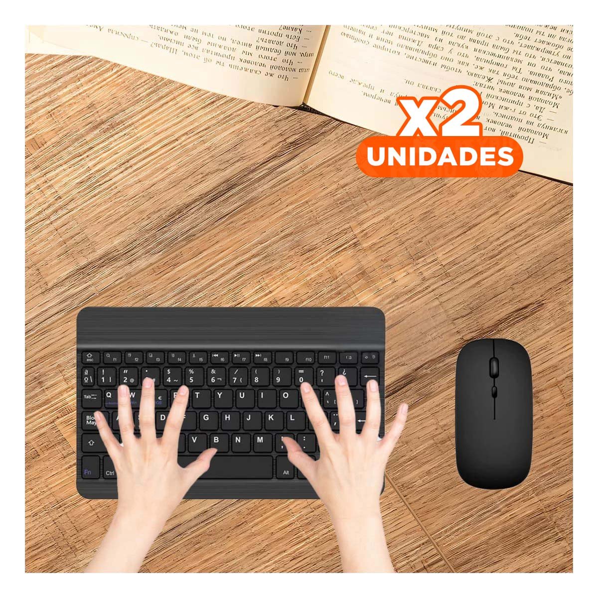 PACK2 EQUIPO TECLADO Y MOUSE NEGRO INALAMBRICO PORTATIL USO CONTINUO Y+REGALO STICKER - 1