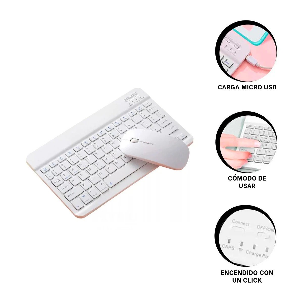 PACK6 UNIDAD TECLADO Y MOUSE INALAMBRICO BLANCO PORTATIL FOTOS DOCUMENTOS CASA Y+REGALO STICKER - 2