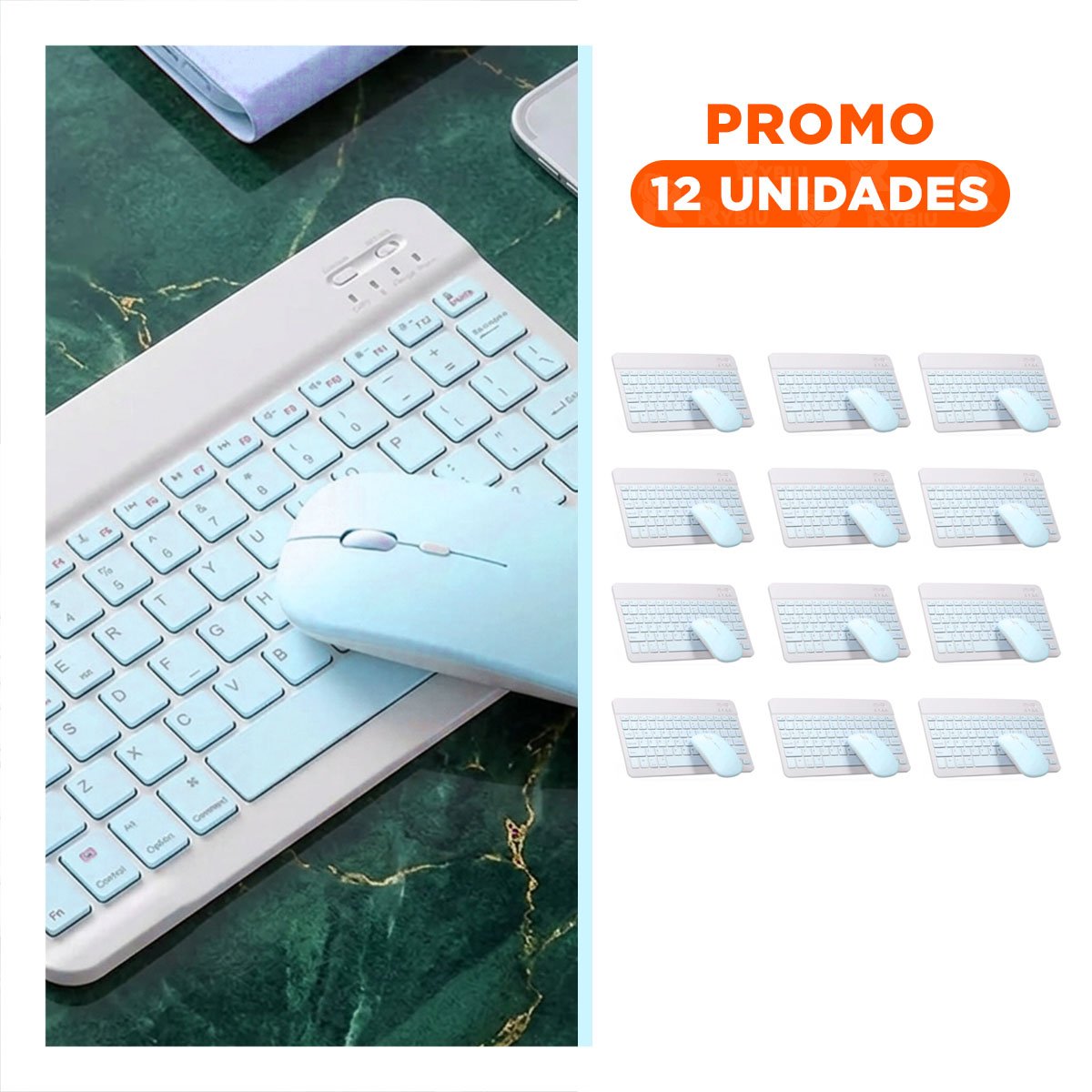 PACK12 DISPOSITIVO CELESTE TECLADO Y MOUSE INALAMBRICO AVANZADO POTENTE LIGERO Y+REGALO STICKER - 1