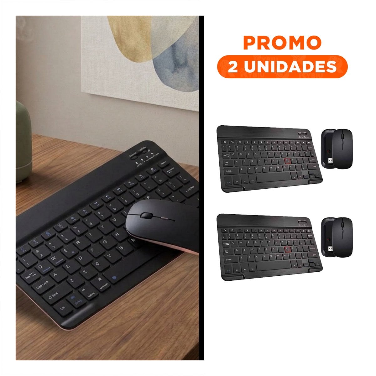 PACK2 EQUIPO TECLADO INALAMBRICO Y MOUSE NEGRO PORTATIL SALA HOGAR JUEGOS Y LECTURA - 1