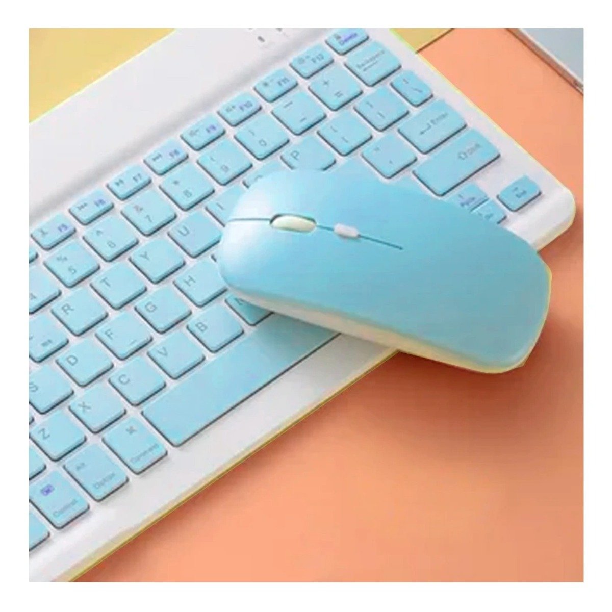 PACK4 EQUIPO MOUSE CELESTE Y TECLADO INALAMBRICO PORTATIL POTENTE FUNCIONAL Y+PAPEL REGALO - 5