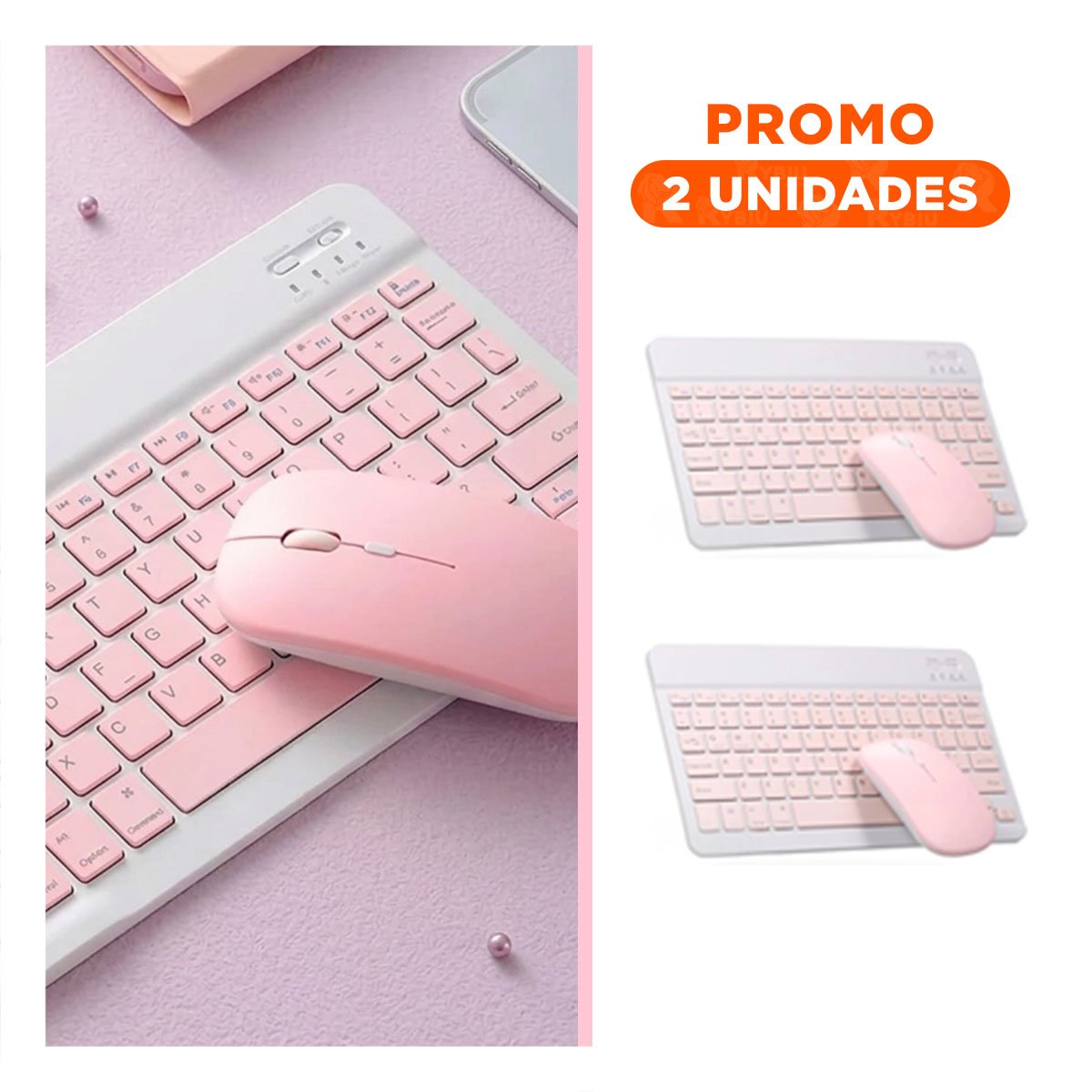 PACK2 EQUIPO TECLADO INALAMBRICO Y MOUSE ROSADO PORTATIL SALA LECTURA Y JUEGOS DIARIOS - 1