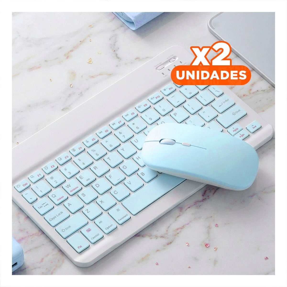 PACK2 PACK PORTATIL MOUSE Y TECLADO CELESTE INALAMBRICO MODERNO POTENTE Y+REGALO STICKER - 1