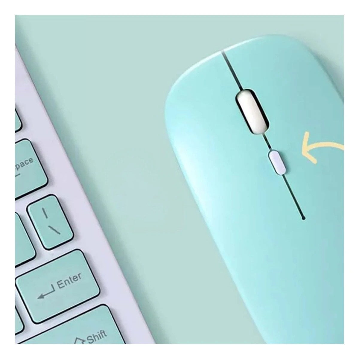PACK2 PACK PORTATIL MOUSE Y TECLADO CELESTE INALAMBRICO MODERNO POTENTE Y+REGALO STICKER - 5