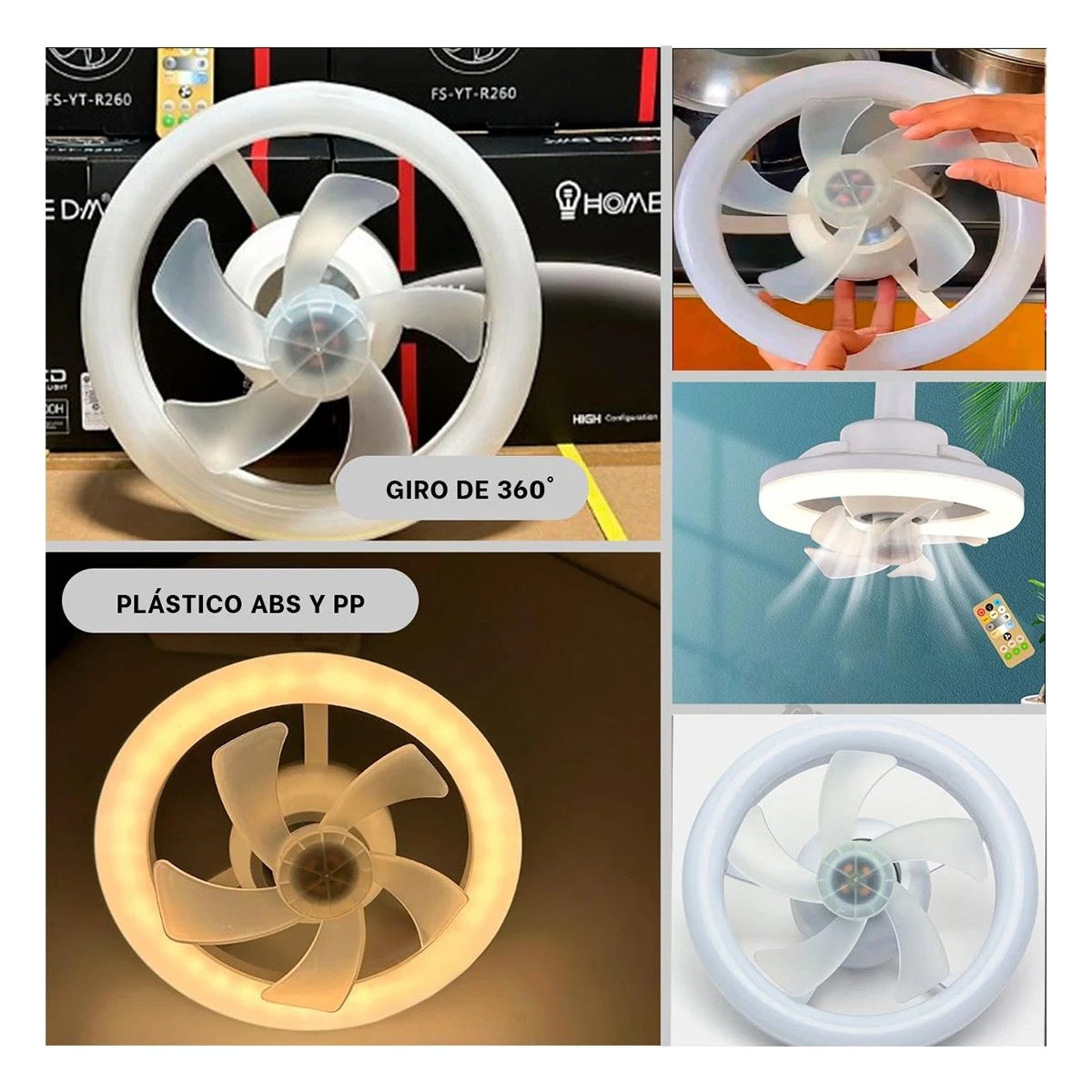 PACK4 TECHO VENTILADOR 2 EN 1 CON LAMPARA PARA SALA DORMITORIO Y ESTILO Y+REGALO STICKER - 2