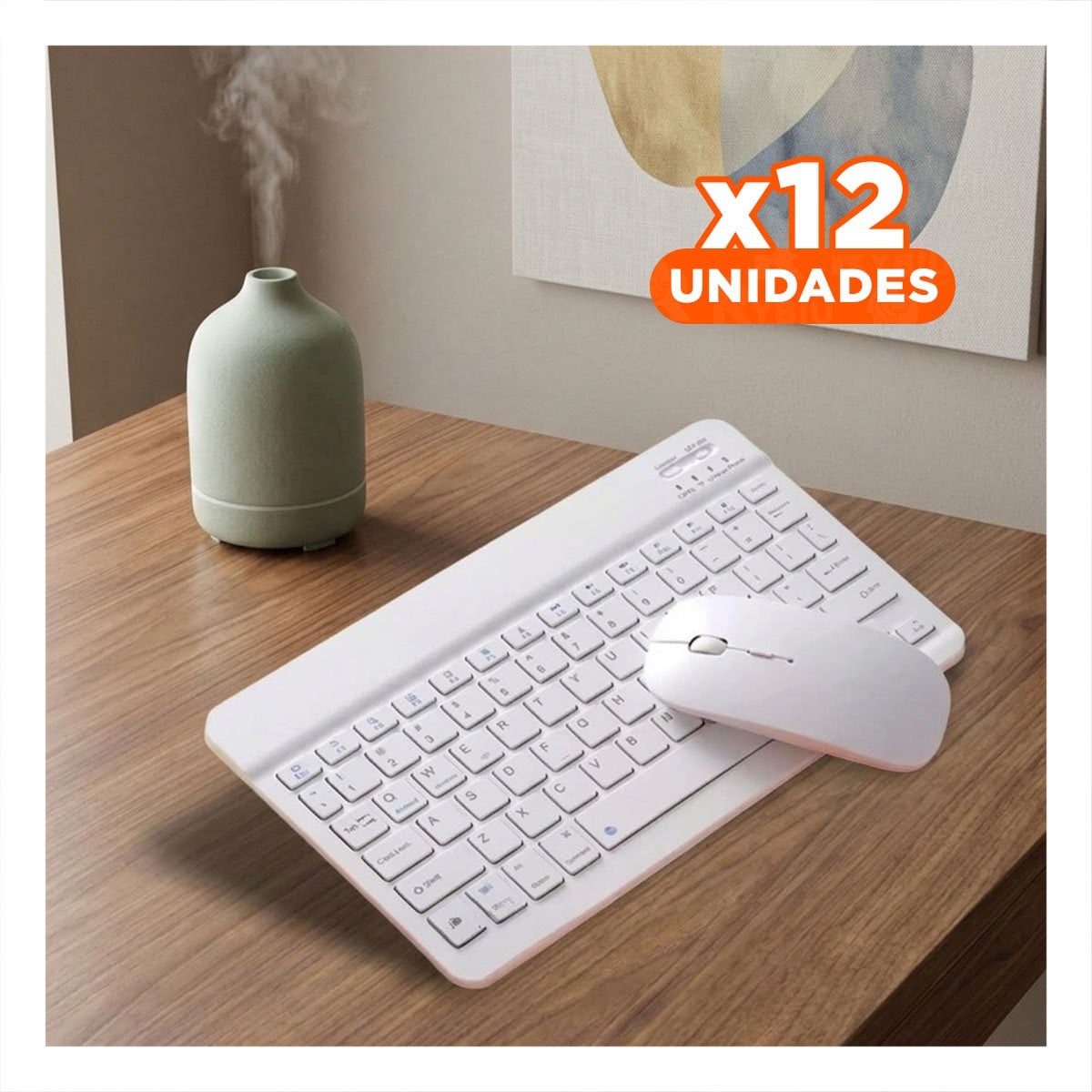 PACK12 UNIDAD MOUSE Y TECLADO INALAMBRICO BLANCO USO DIARIO OFICINA CASA - 1