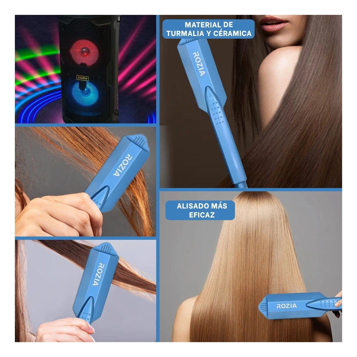 PACK6 PEINADOR CABELLO CON PLACAS CERAMICAS 2 PULGADAS USO DIARIO Y ESTILO Y+PAPEL REGALO - 3