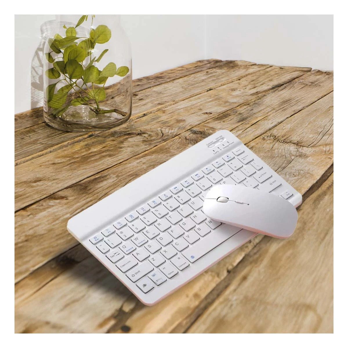 PACK6 DISPOSITIVO TECLADO Y MOUSE INALAMBRICO BLANCO PORTATIL USO DIARIO CASA Y+PAPEL REGALO - 2