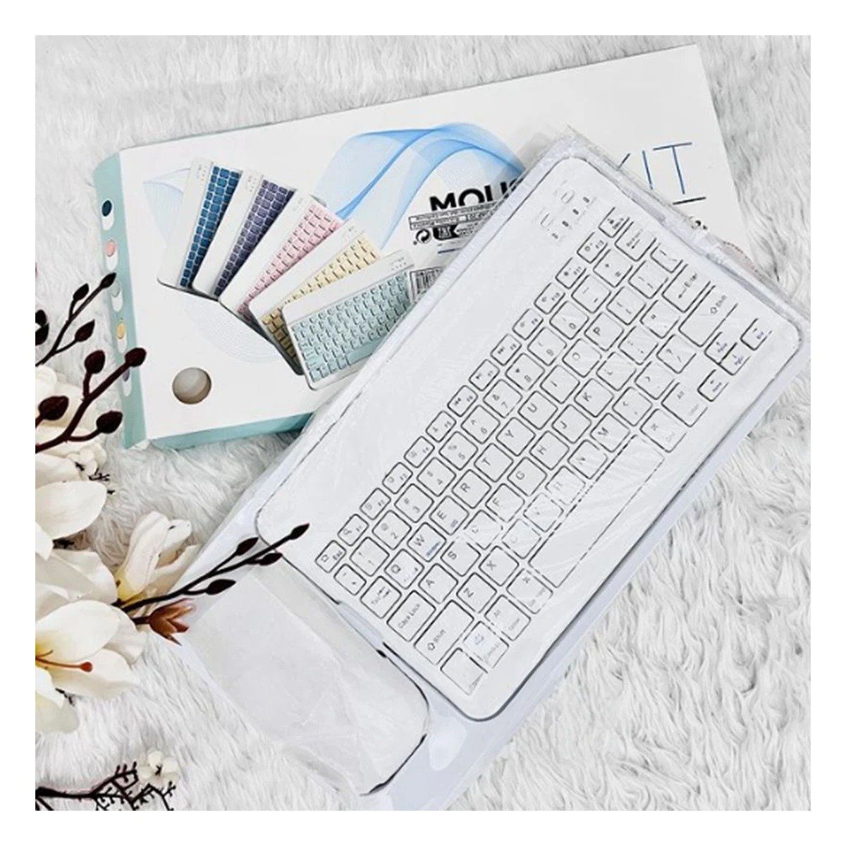 PACK6 DISPOSITIVO TECLADO Y MOUSE INALAMBRICO BLANCO PORTATIL USO DIARIO CASA Y+PAPEL REGALO - 5