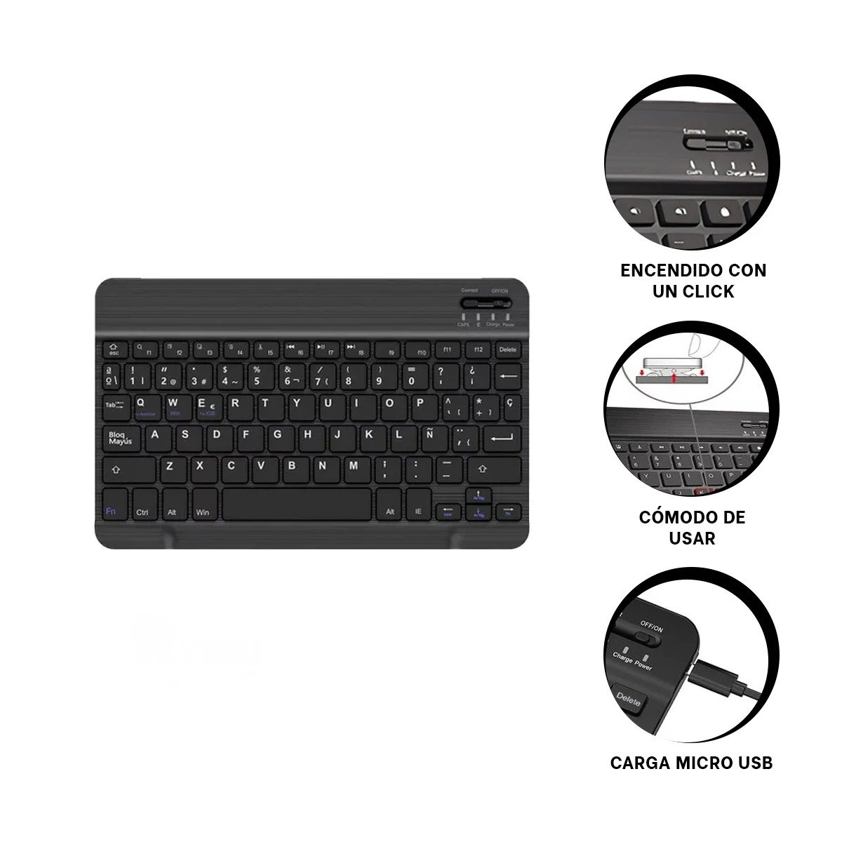 PACK6 ACCESORIO TECLADO Y MOUSE INALAMBRICO NEGRO PORTATIL LECTURA Y JUEGOS Y+REGALO STICKER - 2