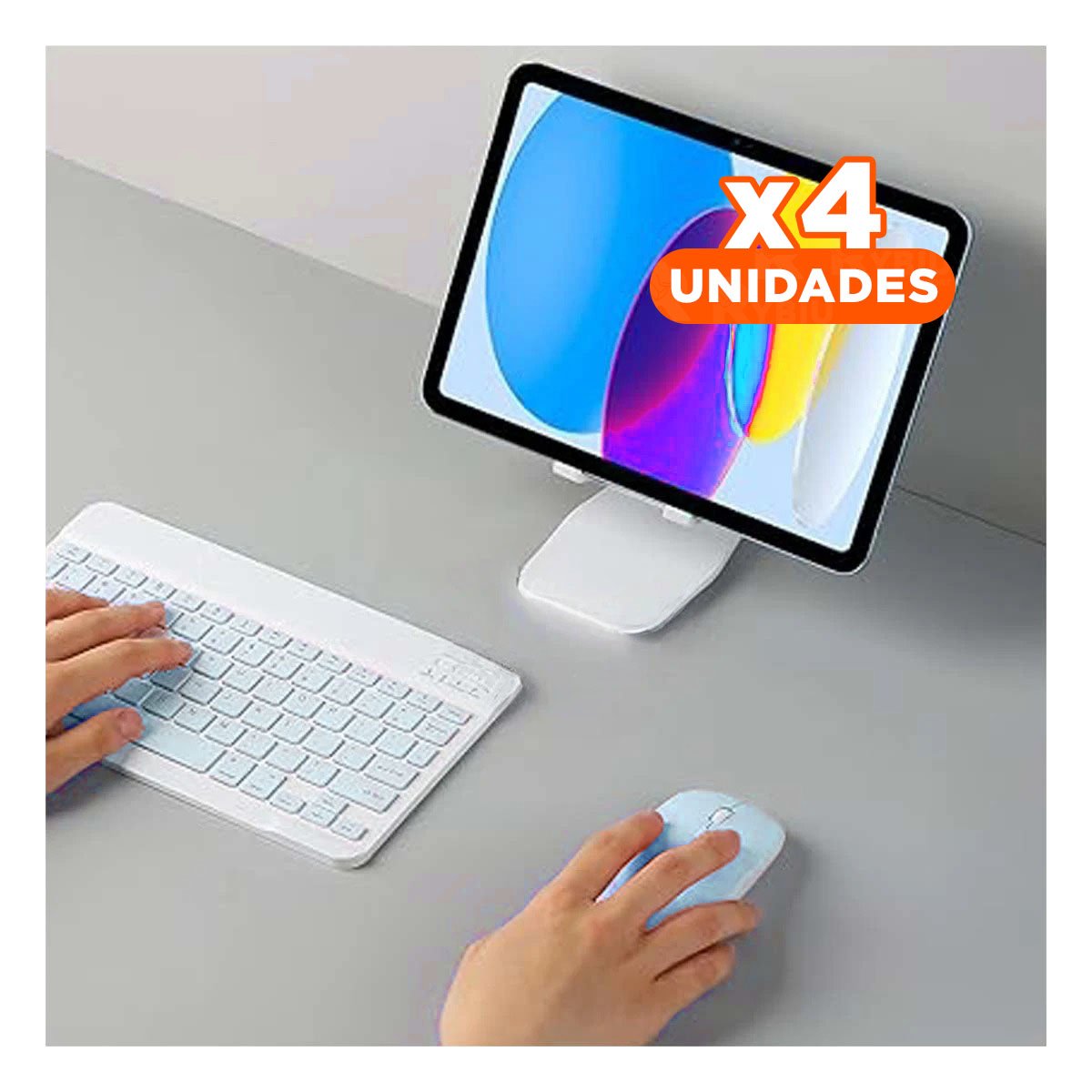 PACK4 EQUIPO TECLADO CELESTE Y MOUSE INALAMBRICO MODERNO COMPACTO SEGURO Y LIGERO - 1