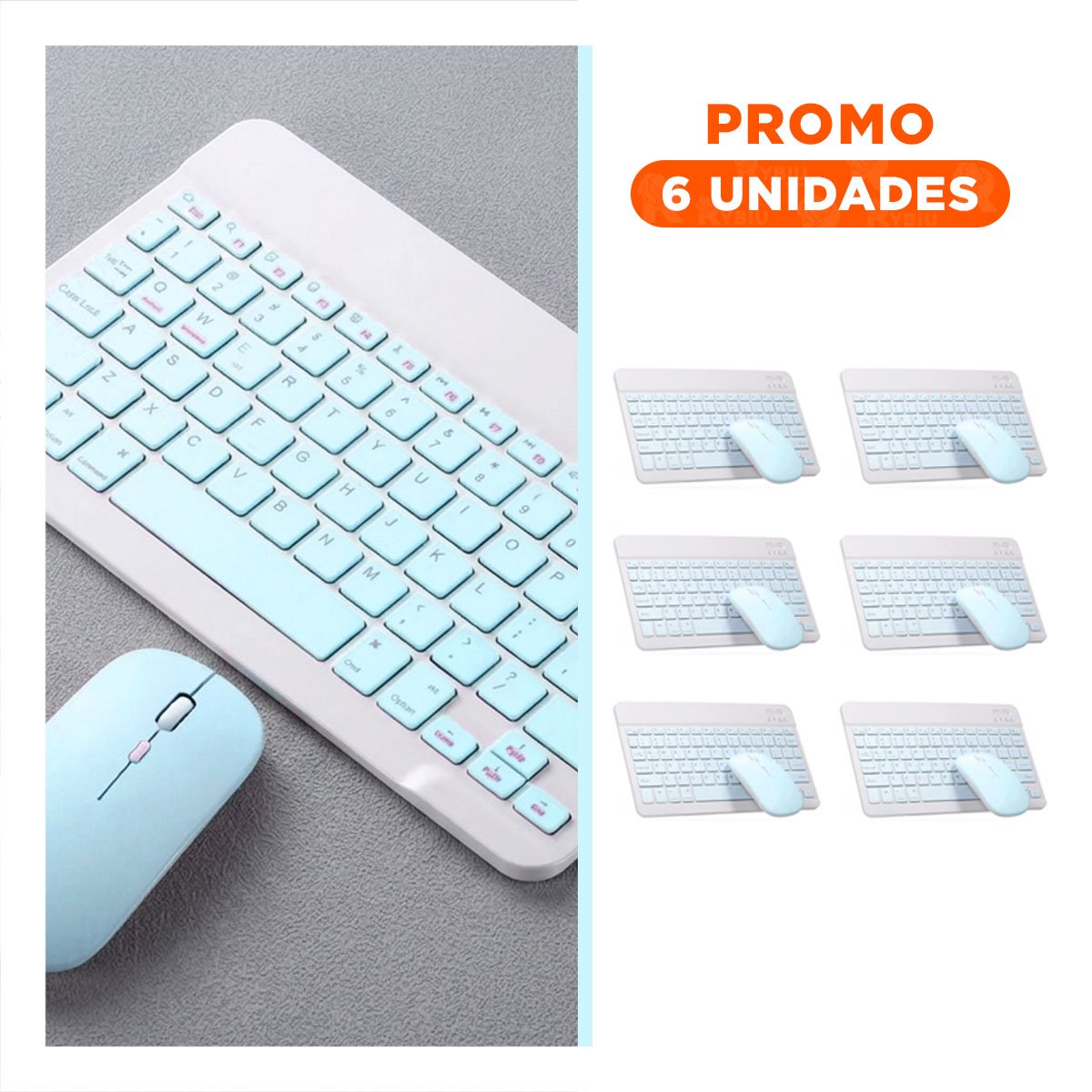PACK6 EQUIPO CELESTE TECLADO Y MOUSE INALAMBRICO AVANZADO SEGURO Y POTENTE - 1