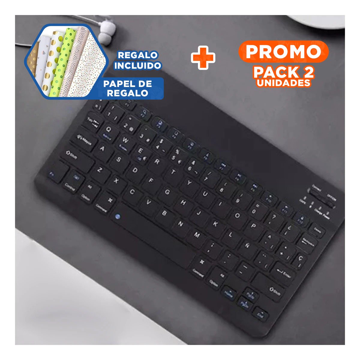 PACK2 EQUIPO MOUSE INALAMBRICO Y TECLADO NEGRO PORTATIL CASA SALA ESTUDIO Y+PAPEL REGALO - 1