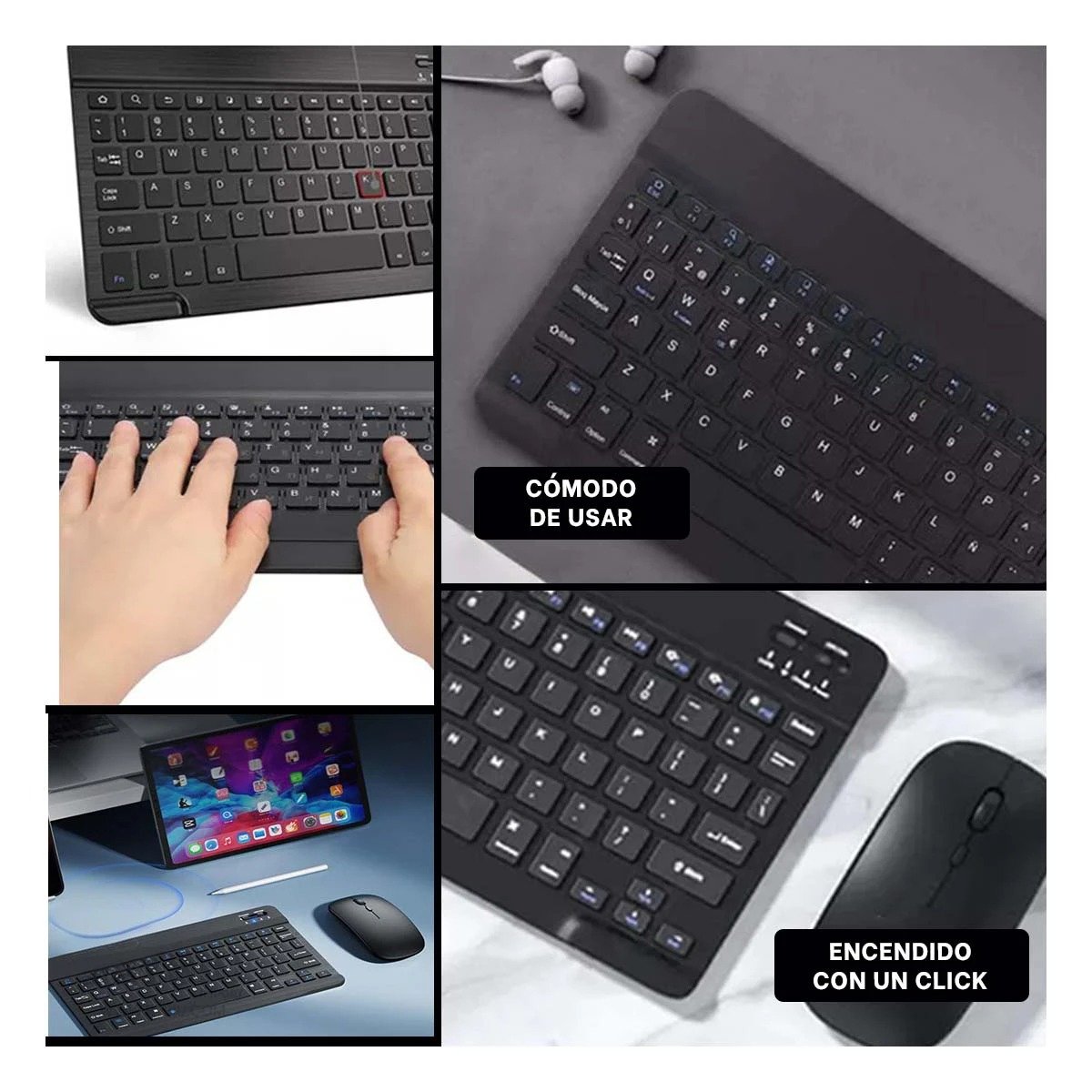 PACK2 EQUIPO MOUSE INALAMBRICO Y TECLADO NEGRO PORTATIL CASA SALA ESTUDIO Y+PAPEL REGALO - 3