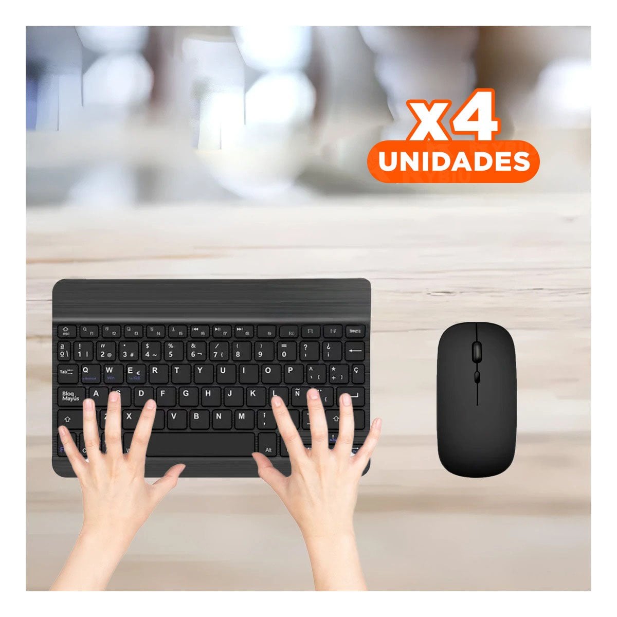 PACK4 DISPOSITIVO TECLADO Y MOUSE INALAMBRICO NEGRO PORTATIL SALA CASA ENTRETENIMIENTO - 1