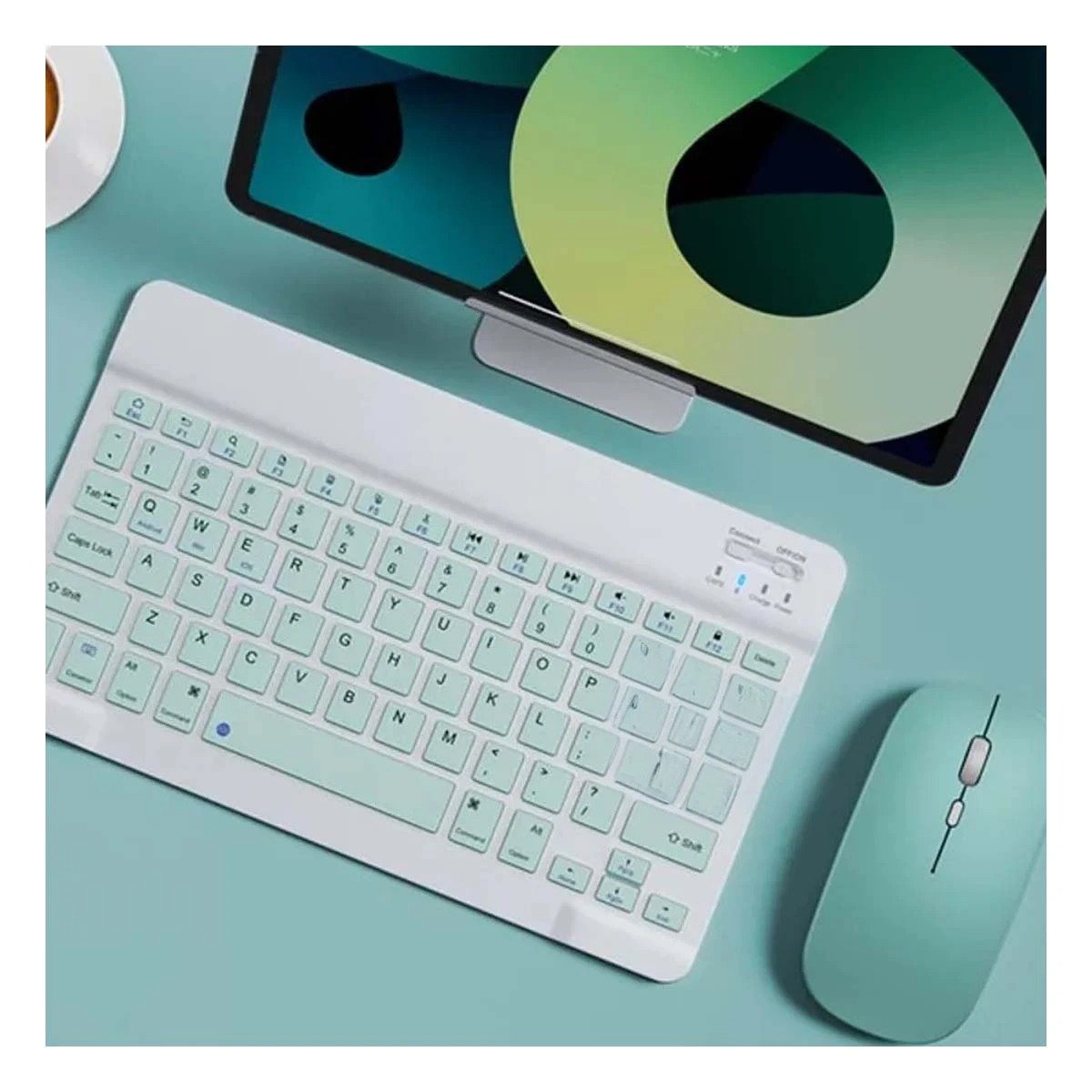 PACK6 EQUIPO PORTATIL MOUSE Y TECLADO CELESTE INALAMBRICO MODERNO LIGERO Y+PAPEL REGALO - 2