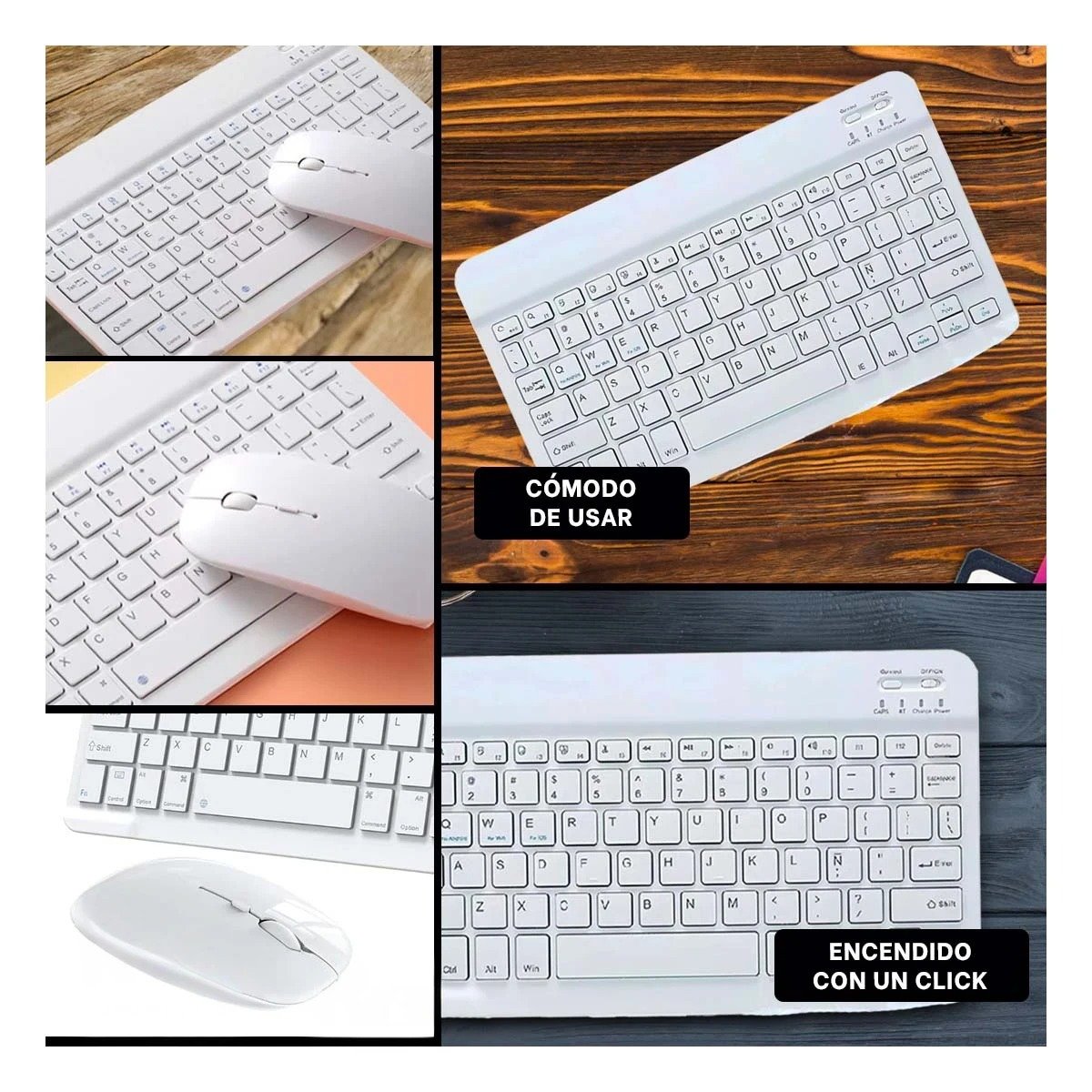 PACK2 EQUIPO MOUSE INALAMBRICO Y TECLADO BLANCO PORTATIL PARA ESTUDIO CASA Y+PAPEL REGALO - 3
