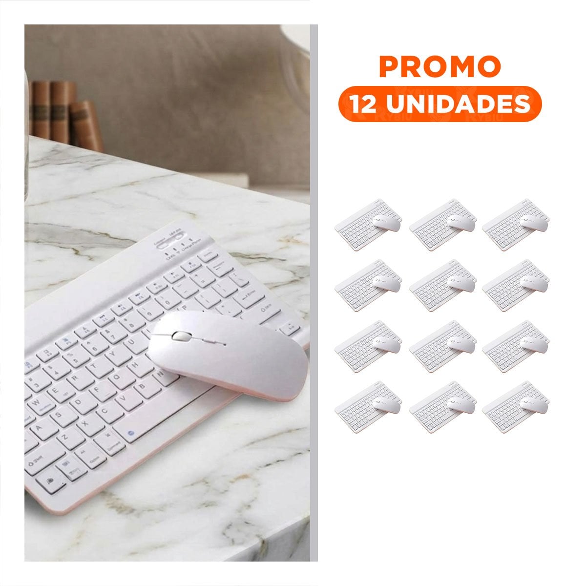 PACK12 UNIDAD MOUSE INALAMBRICO Y TECLADO BLANCO PORTATIL CASA OFICINA ESTUDIO Y+REGALO STICKER - 1